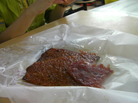 thin layers of dried pork