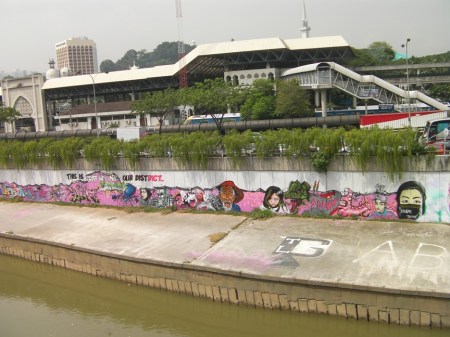 graffiti along the river in Kuala Lumpur