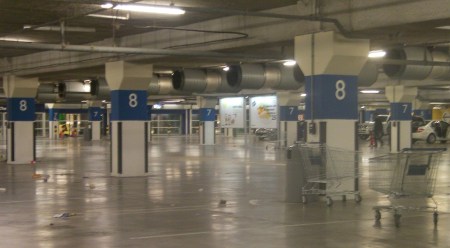 Ikea parking lot, littered