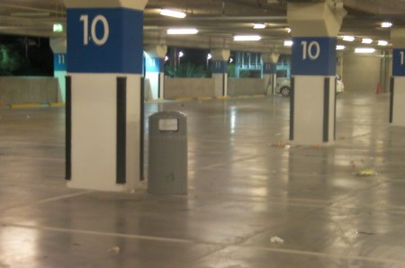 Ikea parking lot, littered