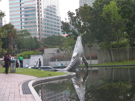 park and whale sculpture