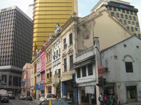 skyscrapers and old row houses