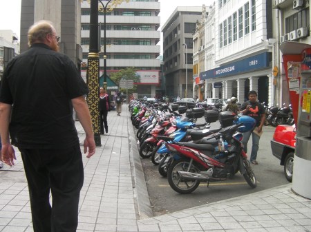 row of parked motorcycles