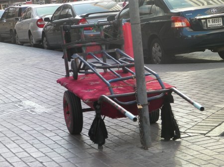 TiedUp carts chained to a sign post
