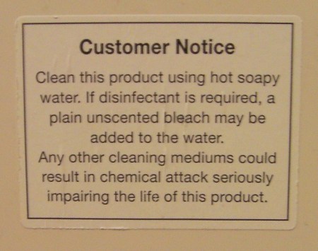 Cleaning Instructions sign outlining toilet cleaning instructions