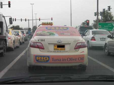 Rio More Tuna Tuna advertisement on a taxi
