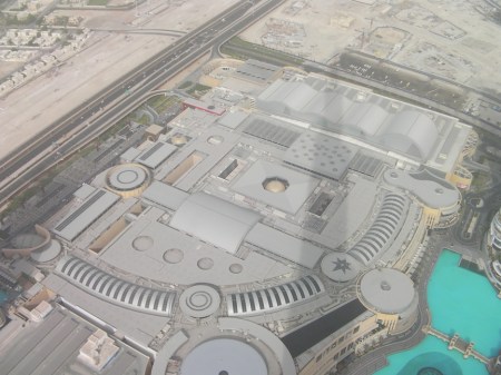 View of Dubai Mall from Burg Khalifa view of the roof of Dubai Mall