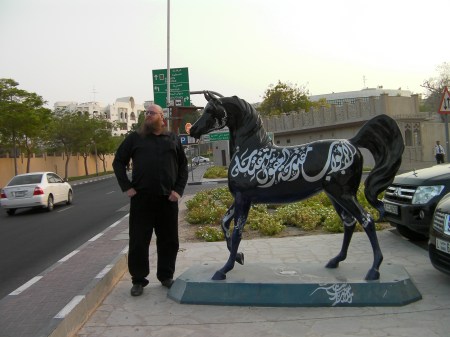 ArabianHorse Arabian horse public art statute and a man