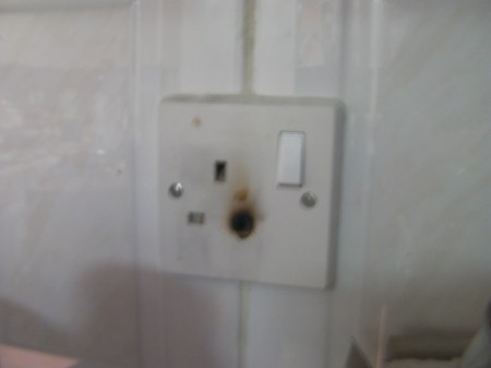 burnt electrical outlet