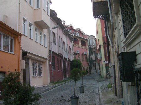 Instanbul street narrow cobblestone street