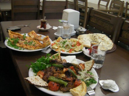 Kebab and pida meal plates of kebab and pida