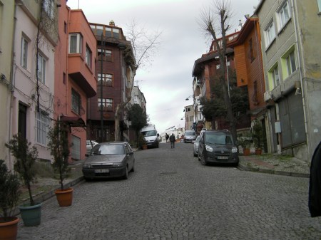 Steep hill steep hill with cobblestone street