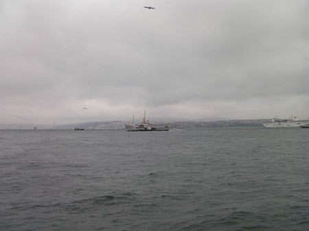 large waterway, land in the distance