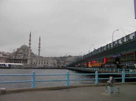 view from center of bridge back to land