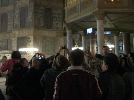 crowd of school children in the Hagia Sophia
