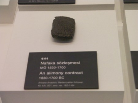 clay tablet containing an alimony contract