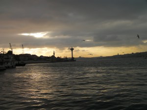sunset over the water