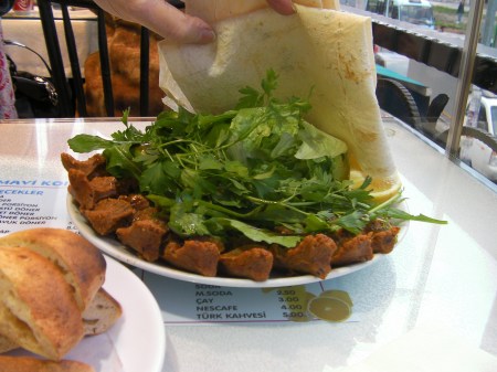 meat, lettuce and bread
