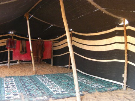 black and white goat hair tent