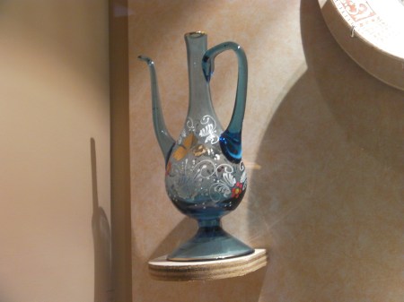 blue glass vase