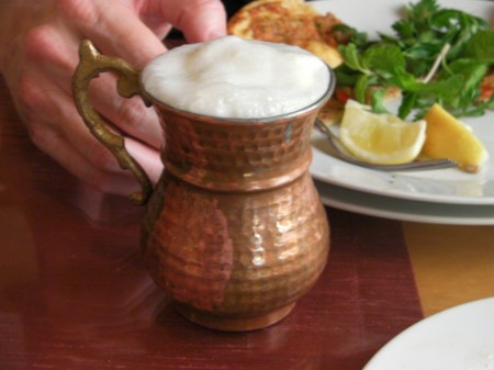 Ayran brass mug of yogurt drink