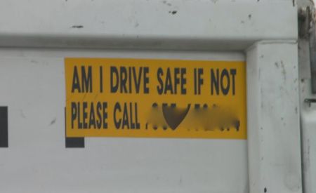 Am I Drive Safe vehicle sign "am i drive safe if not please call"