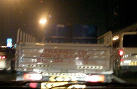 Trained to Drive Safely lettering on vehicle stating "trained to drive safely"