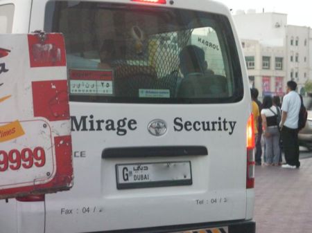 Mirage Security van with "mirage security" written on it