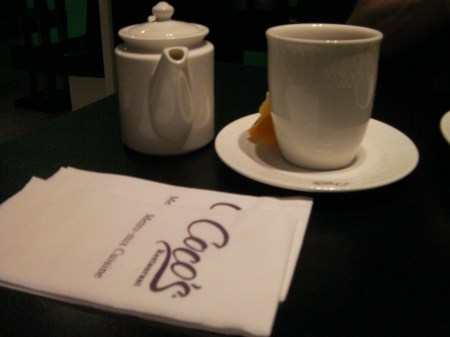Coco's Napkin tea pot, cup and napkins