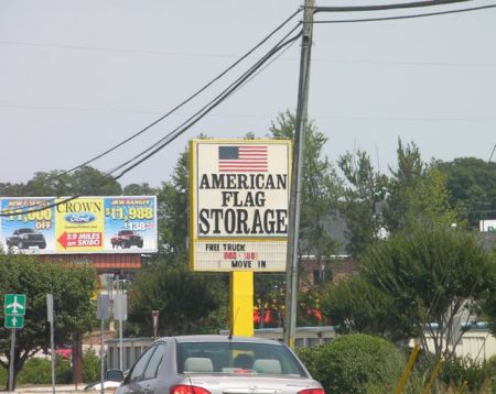 sign for American Flag Storage