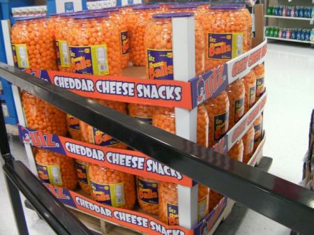 gallon jars of cheese ball snacks