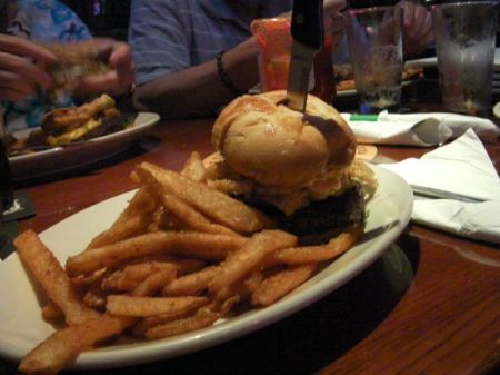 Carolina Alehouse Pub Burger plate of fries and a burger