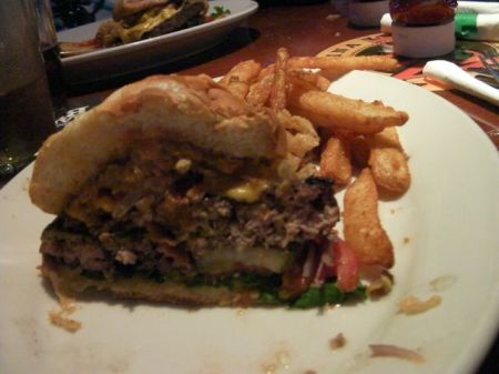Hamburger Cross-section hamburger cut in half