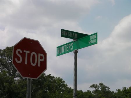 street sign for Hunters Run