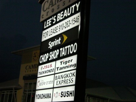 Chop Shop Tattoo business sign for Chop Shop Tattoo