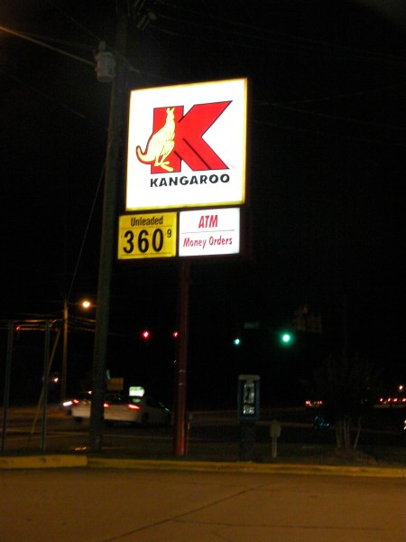 Kangaroo Gasoline kangaroo gasoline station sign