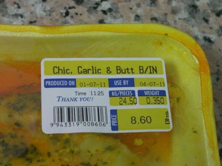 labeled Chic Garlic and Butt