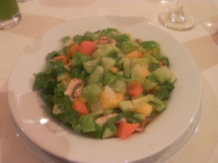 lettuce, cucumber, carrot, mushroom and mango