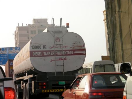 Diesel Tanker For Rent tanker with "diesel tanker for rent" painted on it