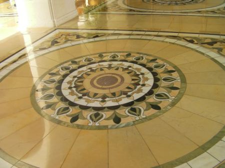 sunburst marble tiled design