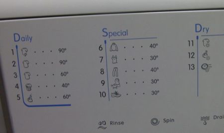 Laundry Settings close up of the laundry cycle list
