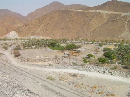 Wadi Al Helo Farm valley containing animal pens