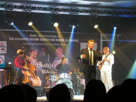 Johnny Rogers Band 1 four member jazz band on stage