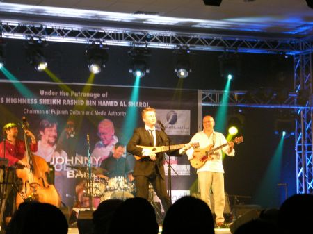 Johnny Rogers Band 2 four member jazz band on stage
