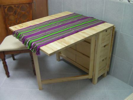 beechwood table with drop leaf sides
