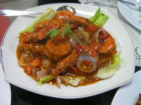 Sambal Prawns plate of prawns