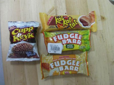 various packaged snack foods