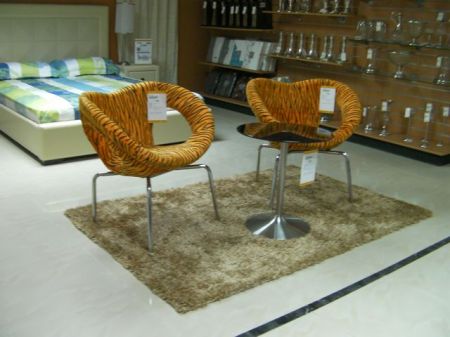 mod shaped chairs in tiger print