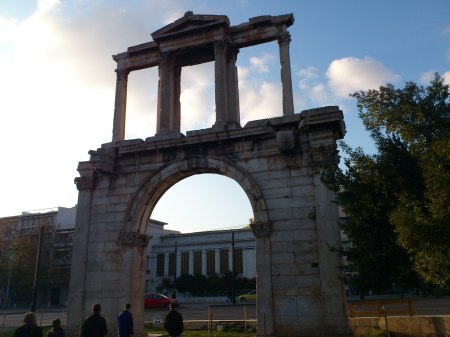 Hadrian's Arch large stone arch with a Roman colonnade on top