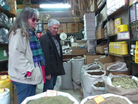 Spice Shop spice and herbs shop, large bags of wares on the floor